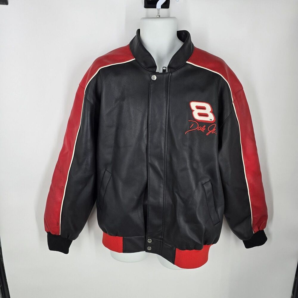 Dale Earnhardt Jr Jacket Mens Large Black Red NASCAR Racing Winner's Circle 8